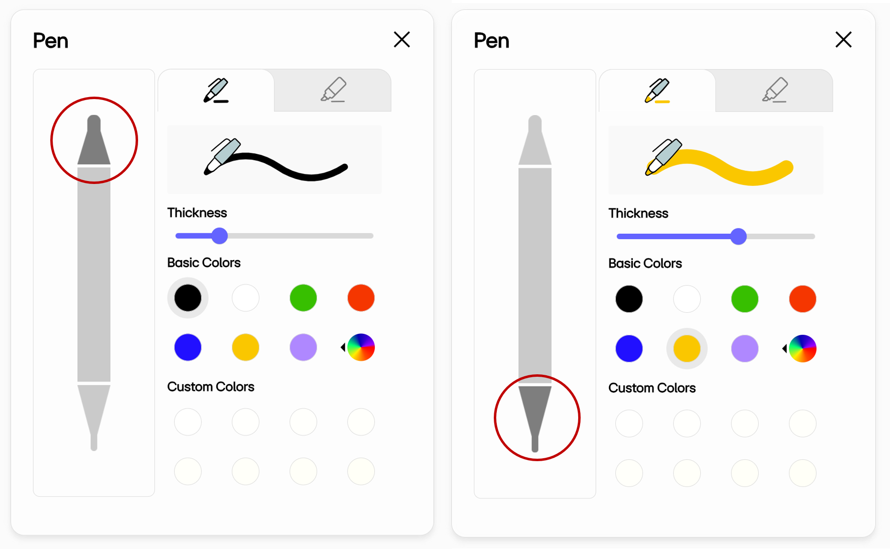 Example 1 of Dual Pen settings