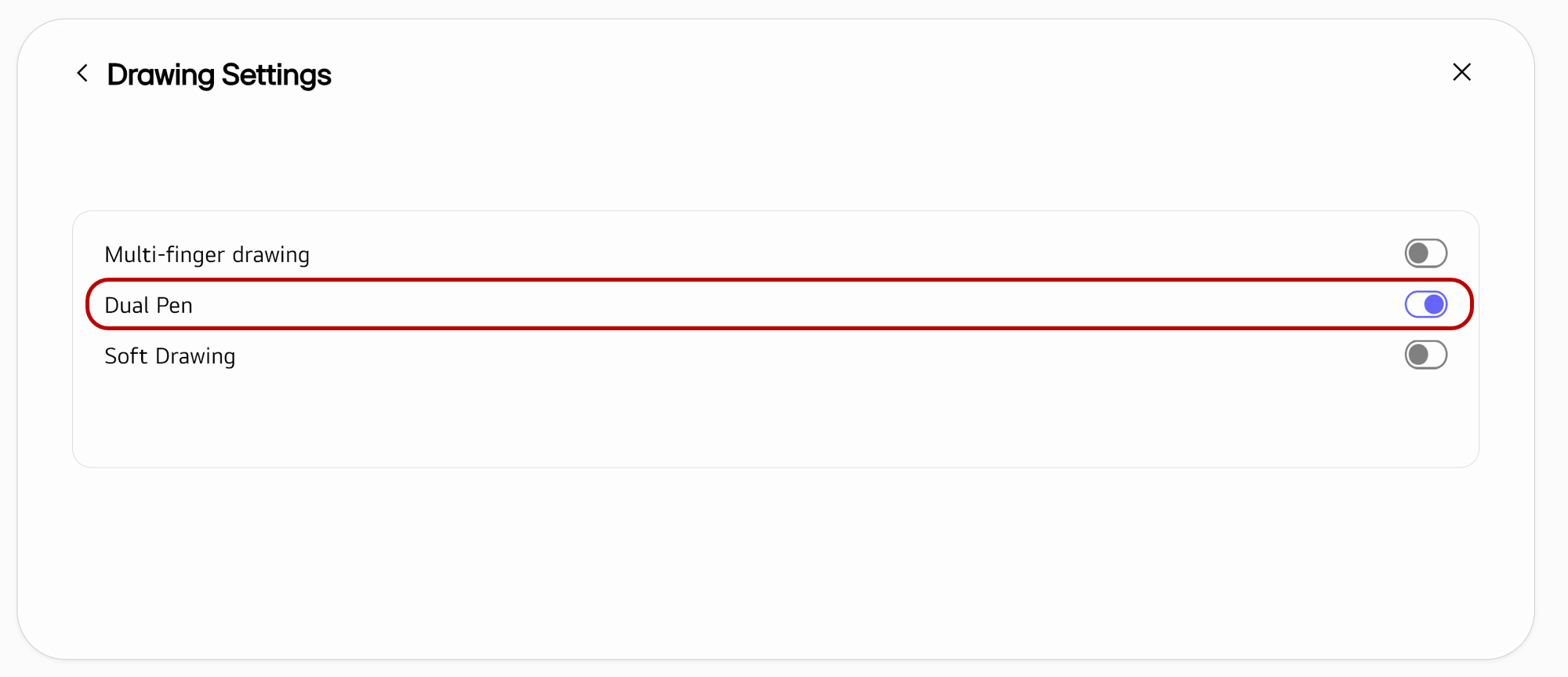 Button to enable/disable Dual Pen