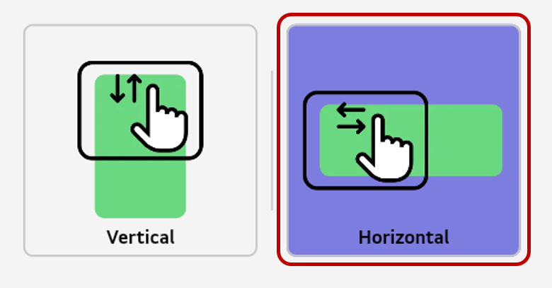 Selecting Horizontal in the Scroll Direction settings