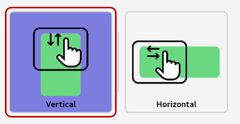 Selecting Vertical in the Scroll Direction settings
