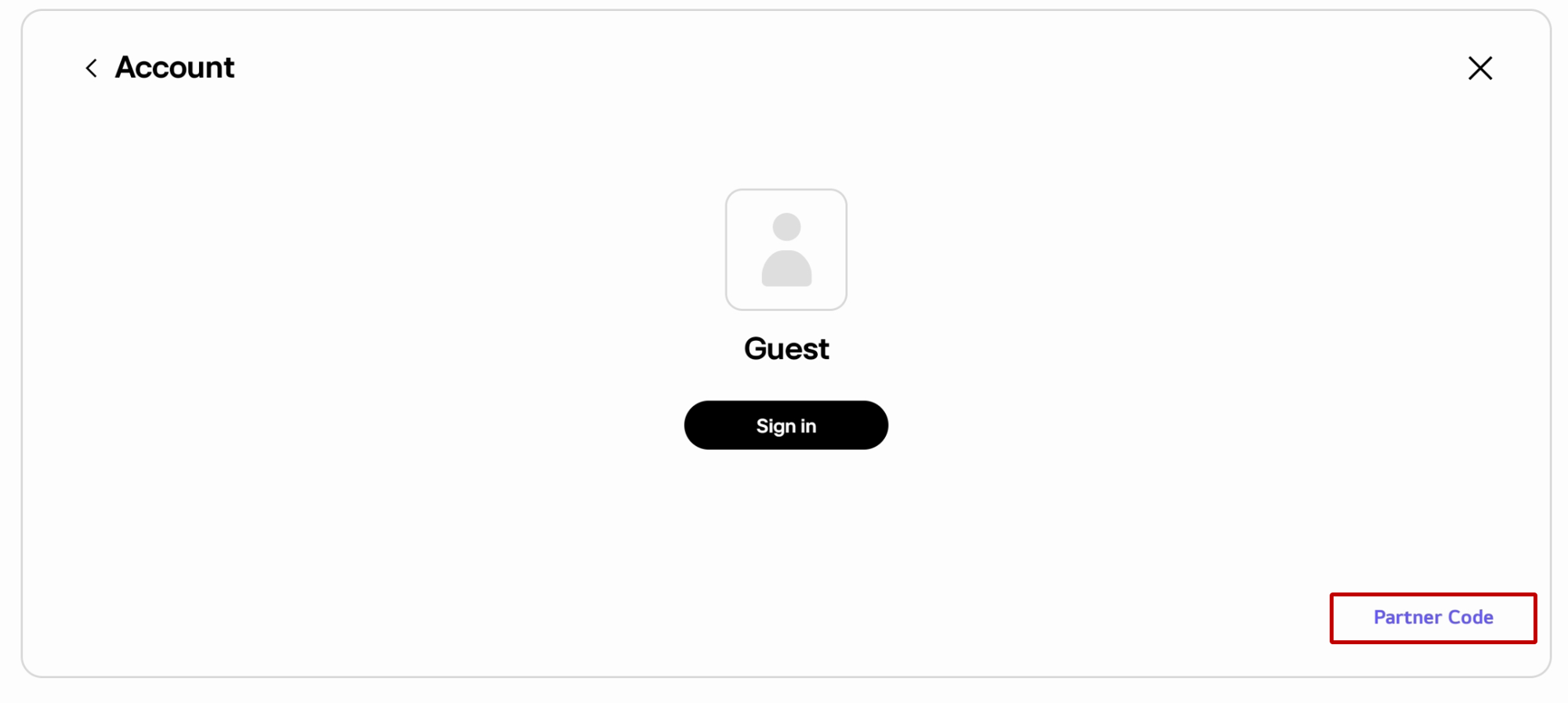 Menu for parnter code